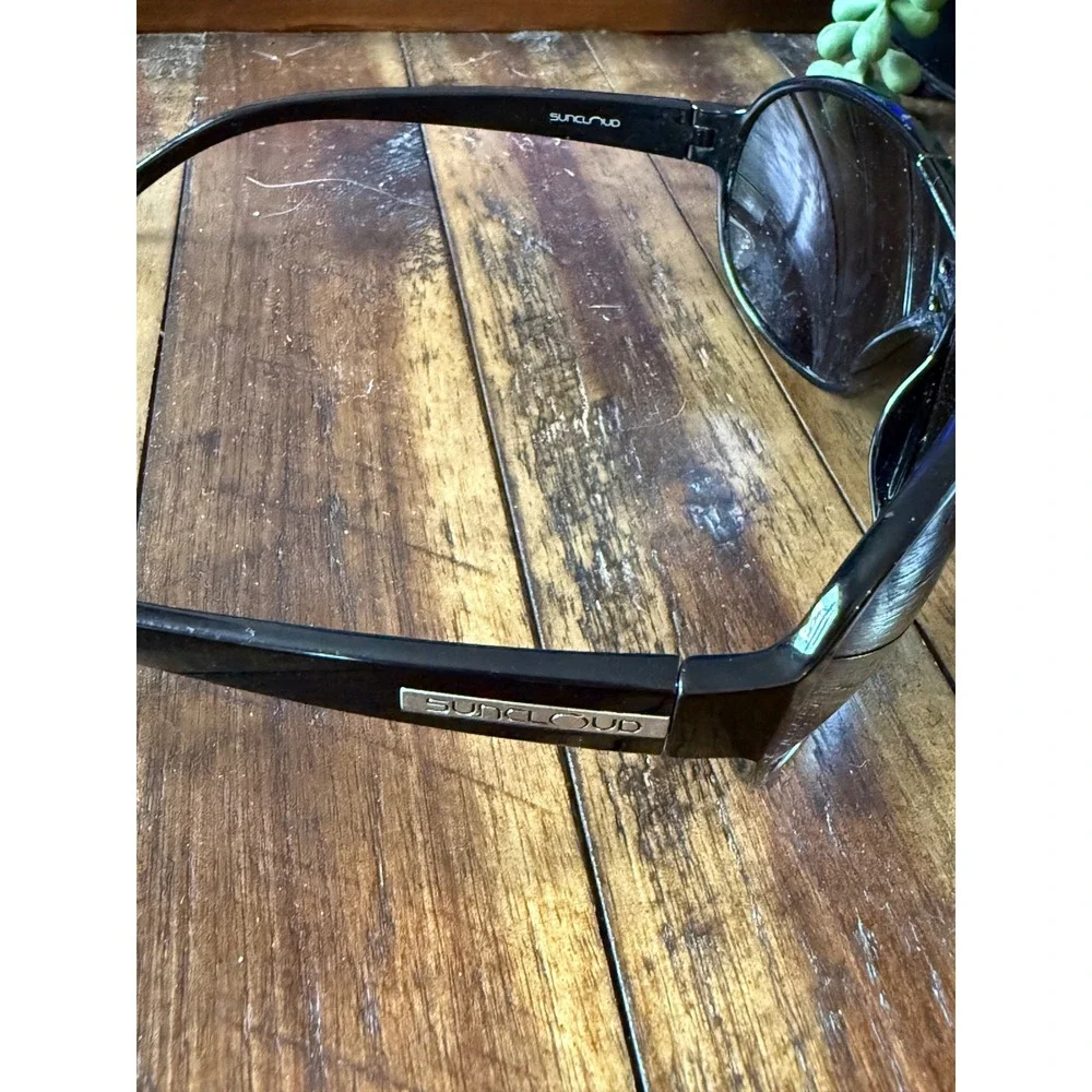 Suncloud Joyride Polarized Sunglasses Black Frame Blue Mirror Lens Sport Aviator